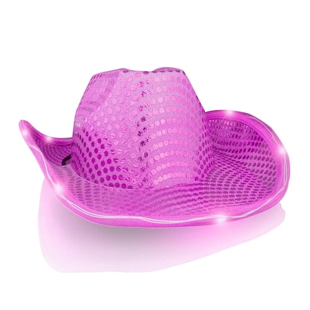 Surprise LED Flashing Cowboy Hat with Pink Sequins SU3332180